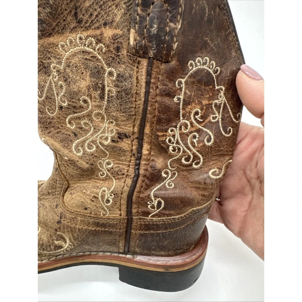 Smoky Mountain Western Boots Square Toe Brown Little Girls Youth Size 11